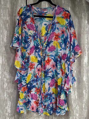 Rod Beattie Brand Caftan Swim Cover-up, multicolor, Size Large